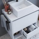 Ver imagem 5 de Gabinete de Banheiro Suspenso 60cm com 1 Nicho 1 Toalheiro 1 Porta e 1 Gaveta com Cuba Branco
