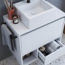 Ver imagem 5 de Gabinete de Banheiro Suspenso 60cm com 1 Nicho 1 Toalheiro 1 Porta e 1 Gaveta com Cuba