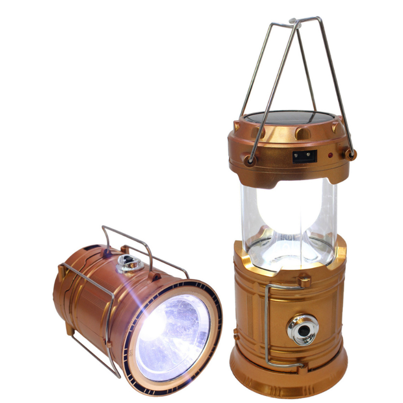 Lampião e Lanterna Led Solar Recarregável - Dourado - 8