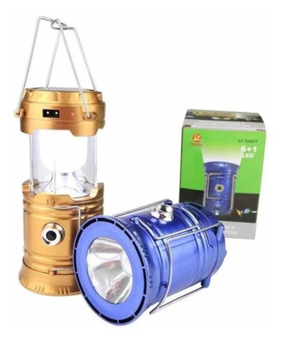 Lampião e Lanterna Led Solar Recarregável - Dourado