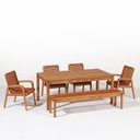 Ver imagem 2 de Conjunto 4 Cadeiras 1 Banco 1 Mesa 180cm - Varanda Coberta/Área Gourmet Traço Laranja/Stain Jatobá/C
