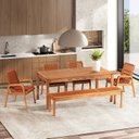 Ver imagem 1 de Conjunto 4 Cadeiras 1 Banco 1 Mesa 180cm - Varanda Coberta/Área Gourmet Traço Laranja/Stain Jatobá/C