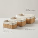 Ver mais imagens de Kit Cesto Organizador de Bambu e Tecido Multiuso para Banheiro Closet e Cozinha