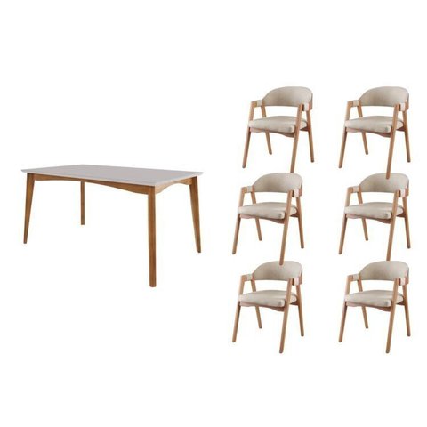 Conjunto Sala de Jantar com Tampo de Vidro Monalisa 6 Cadeiras Gaia  Yescasa