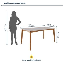 Conjunto Sala de Jantar com Tampo de Vidro Monalisa 6 Cadeiras Gaia Espresso Móveis - 7