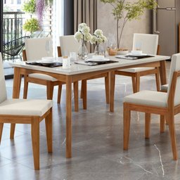 Conjunto Sala de Jantar com Tampo de Vidro Monalisa 6 Cadeiras Gaia Espresso Móveis - 3
