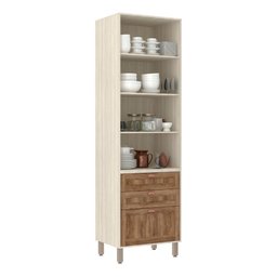 Paneleiro de Cozinha 70 Cm 2 Portas com Vidro Reflecta Bronze 3 Gavetas Sofia Luciane Móveis - 2