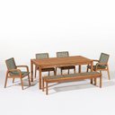 Ver imagem 2 de Conjunto Sala de Jantar Mesa 4 Cadeiras e 1 Banco Madeira Maciça Linha Traço Verde