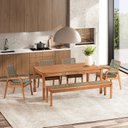 Ver imagem 1 de Conjunto Sala de Jantar Mesa 4 Cadeiras e 1 Banco Madeira Maciça Linha Traço Verde