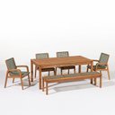Ver imagem 2 de Conjunto Sala de Jantar Mesa 4 Cadeiras e 1 Banco Madeira Maciça Linha Traço Verde