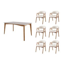 Conjunto Sala de Jantar com Tampo de Vidro Monalisa 6 Cadeiras Gaia Espresso Móveis - 2