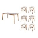 Ver imagem 2 de Conjunto Sala de Jantar com Tampo de Vidro Monalisa 6 Cadeiras Gaia Yescasa Bege/Mel/Off White/Nude