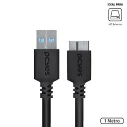 Cabo para Hd Externo Usb a 3.0 Macho para Micro Usb B 3.0 (10 Pinos) Macho 28awg Puro Cobre 1 Metro - 2
