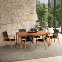 Ver imagem 1 de Conjunto 6 Cadeira 1 Mesa 180cm - Varanda Coberta/Área Gourmet Traço Preto/Stain Jatobá/Corda