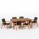 Ver imagem 2 de Conjunto 6 Cadeira 1 Mesa 180cm - Varanda Coberta/Área Gourmet Traço Preto/Stain Jatobá/Corda