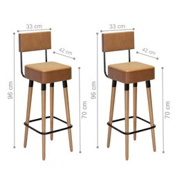 Jogo de 2 Bancos Alto Vintage Gourmet Victory Amarula - 2