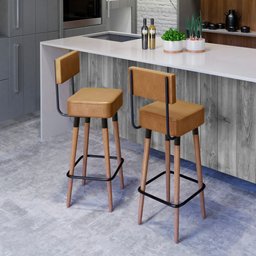 Jogo de 2 Bancos Alto Vintage Gourmet Victory Amarula - 4