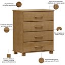 Ver imagem 3 de Cômoda para Quarto Closet 4 Gavetas Madeira Maciça Zahav F06 Freijó - Lyam Decor