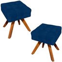 Ver imagem 1 de Kit 2 Puffs Decorativos Base Giratória Suede Azul Marinho