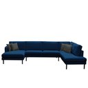 Ver imagem 4 de Sofá Decorativo Sala de Estar Osaka 430cm Modulado em U com Almofadas Linho Azul Marinho