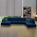 Ver imagem 1 de Sofá Decorativo Sala de Estar Osaka 430cm Modulado em U com Almofadas Linho Azul Marinho