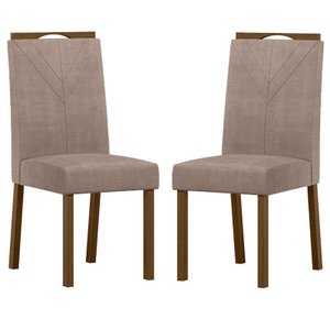 Cadeira para Mesa de Jantar Anitta Kit 2 Peças Amendoa Veludo Marrom Rose – New Ceval
