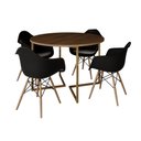 Ver imagem 2 de Mesa Jantar Industrial Redonda 110cm Amêndoa Base V Dourada com 4 Poltronas Eames Eiffel Daw Madeira
