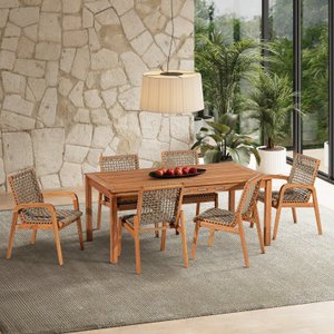 Conjunto Corda 6 Cadeira 1 Mesa 180cm - Varanda Coberta/área Gourmet Traço