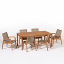 Ver imagem 2 de Conjunto Corda 6 Cadeira 1 Mesa 180cm - Varanda Coberta/Área Gourmet Traço Marrom/Stain Jatobá/Rami
