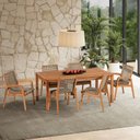 Ver imagem 1 de Conjunto Corda 6 Cadeira 1 Mesa 180cm - Varanda Coberta/Área Gourmet Traço Marrom/Stain Jatobá/Rami