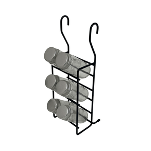 Porta Temperos com 06 Potes de Vidro Preto 2468 Jomer