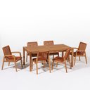 Ver imagem 2 de Conjunto 6 Cadeiras 1 Mesa 180cm - Varanda Coberta/Área Gourmet Traço Laranja/Stain Jatobá/Corda Ocr