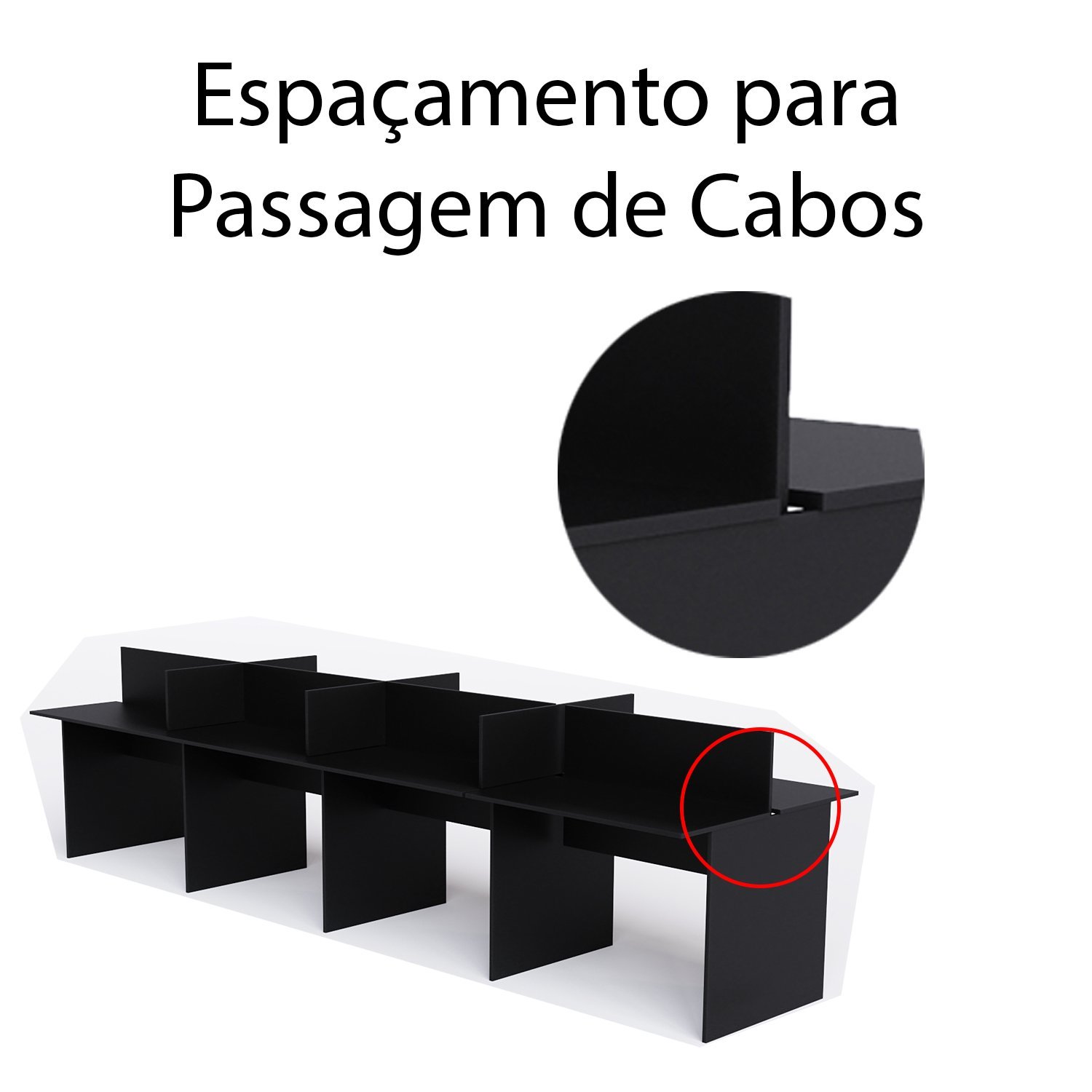 Estação de trabalho escritório 8 Lugares Cor:Preto - 3