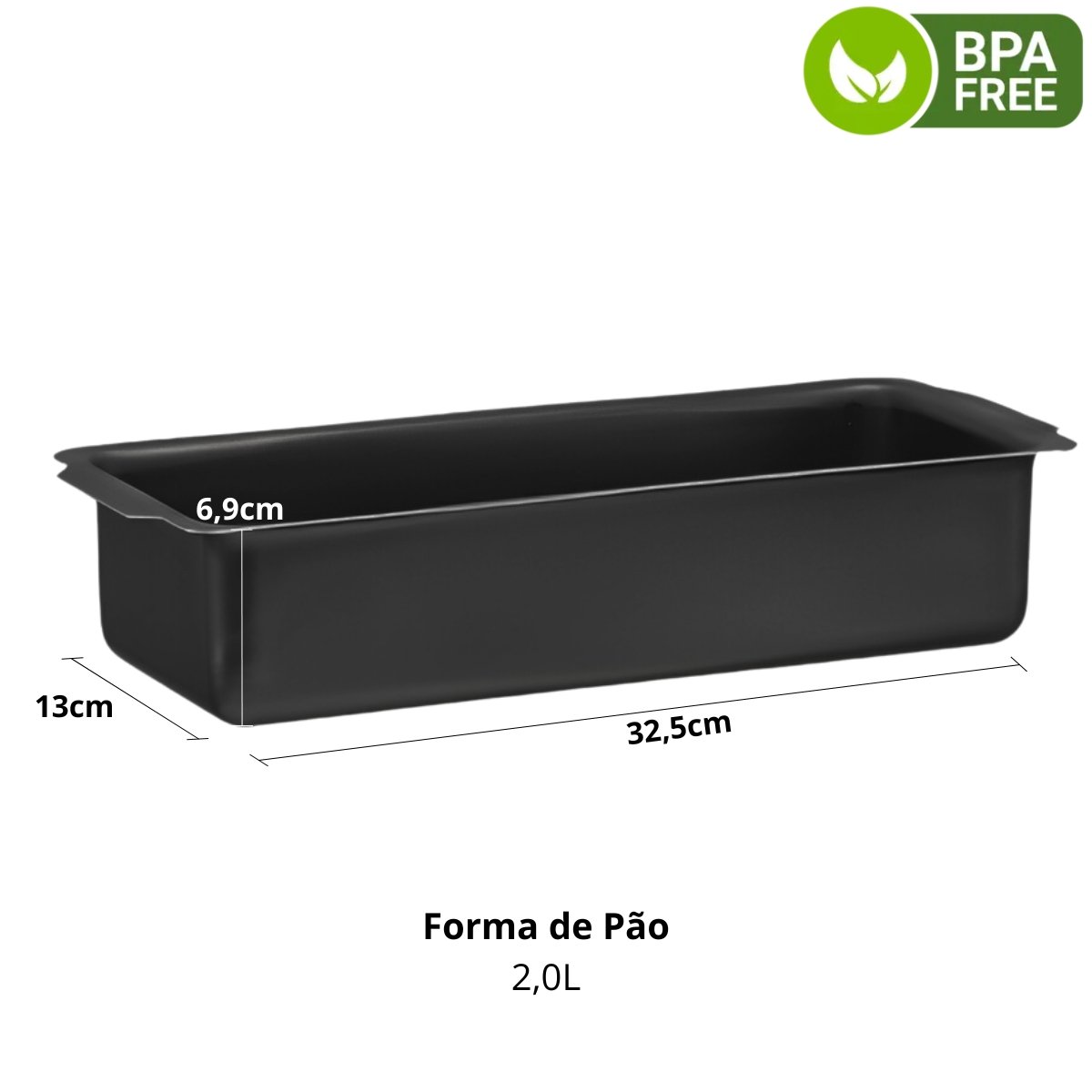 Forma Assadeira de Pão Retangular Grande Antiaderente 2l + Descanso de Panela Redondo Madeira - 2