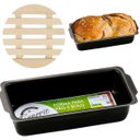 Ver imagem 1 de Forma Assadeira de Pão Retangular Grande Antiaderente 2l + Descanso de Panela Redondo Madeira