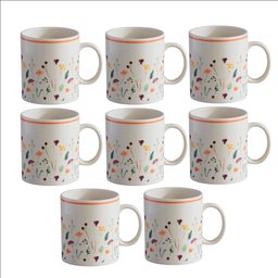 Conjunto 8 Canecas Chá Cerâmica Ashley 318ml Amarelo - 1