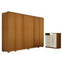 Ver imagem 1 de Guarda Roupa Casal Ares 6 Portas Cinamomo com Cômoda Diamante 4 Gavetas 1 Porta Cinamomo Off-white –