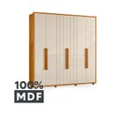 Ver imagem 7 de Guarda-Roupa Casal 6 Portas 100% MDF com Pés Veronese Branco/Cinamomo/Off White