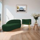 Ver imagem 6 de Kit Divã Luna 185cm Lado Esquerdo e 01 Poltrona Base de Ferro Dourado Suede Cor Verde