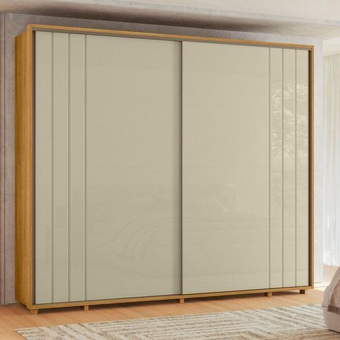 Guarda Roupa Casal 100% MDF Yescasa 2 Portas de Correr 8 Gavetas Cabideiro Extensível Dali com Pés