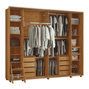 Ver imagem 5 de Guarda-Roupa Casal 100% MDF 2 Portas de Correr 8 Gavetas com Ripado Yescasa Marrom Cumaru/Opala Dali