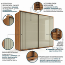 Ver imagem 6 de Guarda-Roupa Casal 100% MDF 2 Portas de Correr 8 Gavetas com Ripado Yescasa Marrom Cumaru/Opala Dali