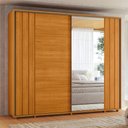 Ver imagem 1 de Guarda Roupa Casal 2 Portas de Correr 100% MDF com Espelho e Pés Dali Yescasa Marrom/Cinamomo