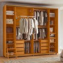 Ver imagem 5 de Guarda Roupa Casal 2 Portas de Correr 100% MDF com Espelho e Pés Dali Yescasa Marrom/Cinamomo