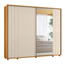 Ver imagem 3 de Guarda-Roupa Casal Dali com Espelho 2 Portas de Correr 8 Gavetas 100% MDF Cinamomo e Branco