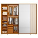 Ver imagem 7 de Guarda-Roupa Casal Dali com Espelho 2 Portas de Correr 8 Gavetas 100% MDF Cinamomo e Branco