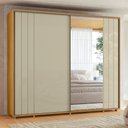 Ver imagem 1 de Guarda Roupa Casal 2 Portas de Correr 100% MDF com Espelho e Pés Dali Yescasa Marrom/Cumaru/Opala