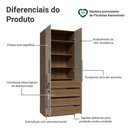 Ver imagem 5 de Guarda Roupa Modulado Neo 2 Portas com Espelho 4 Gavetas MDP Rustic-Crema Madesa 80cm