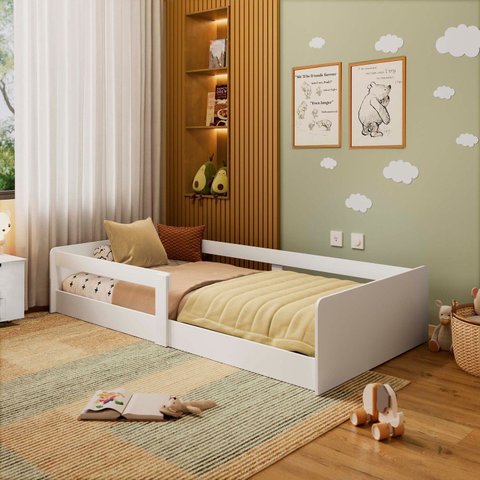 Cama Infantil Montessoriana Solteiro Branco Yescasa