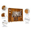 Ver imagem 7 de Guarda Roupa Casal 100% MDF 2 Portas de Correr com Espelhos e Pés 8 Gavetas Dali Yescasa Marrom